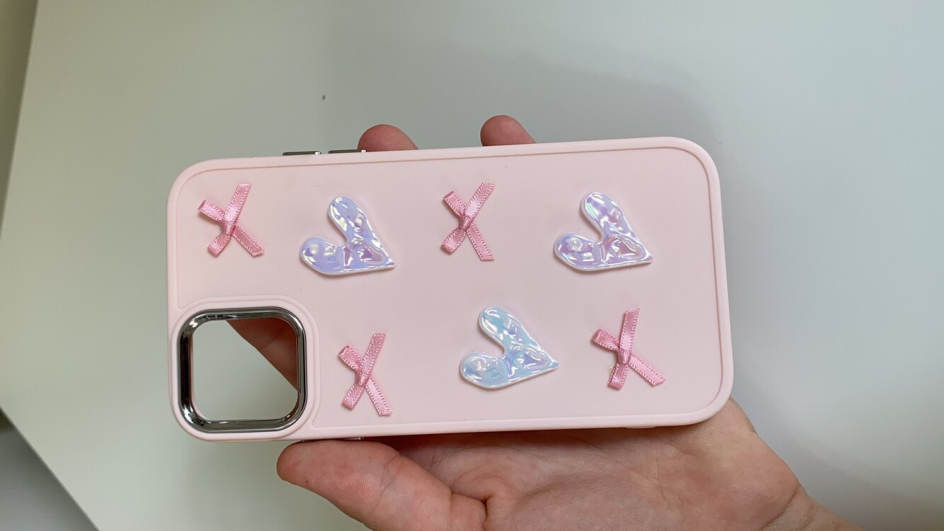 iPhone 14 Plus/ 15 Plus Kurdele Pembe Telefon Kılıfı