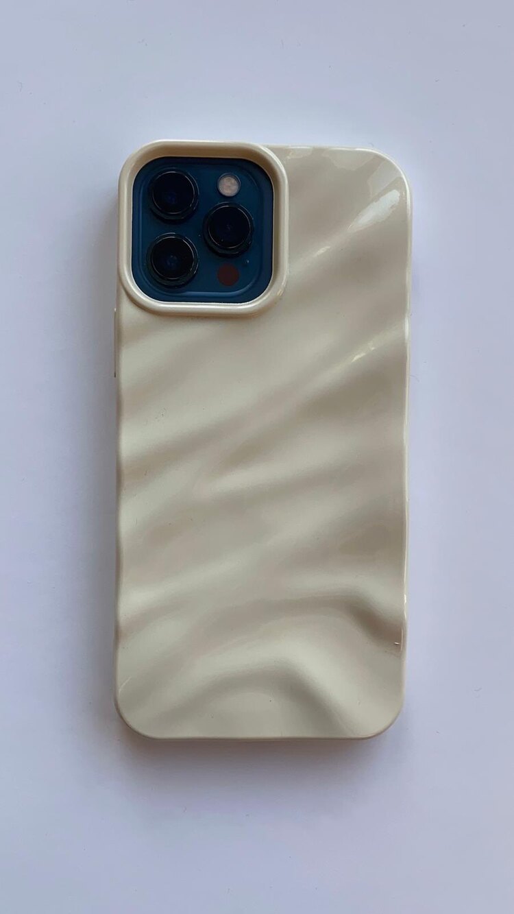 iPhone 12 Pro Max Krem Dalga Telefon Kılıfı