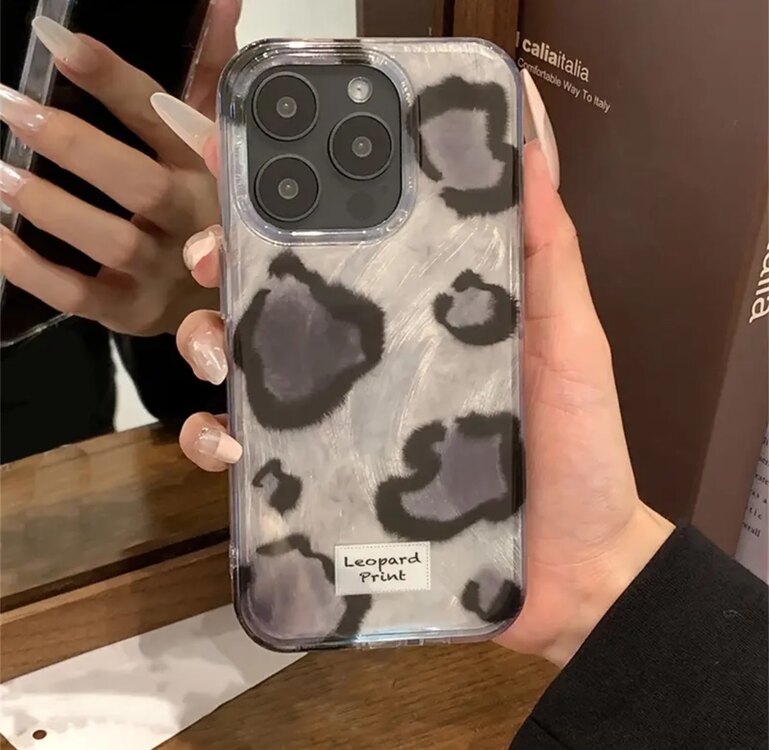 iPhone 12 Siyah Leopar Telefon Kılıfı