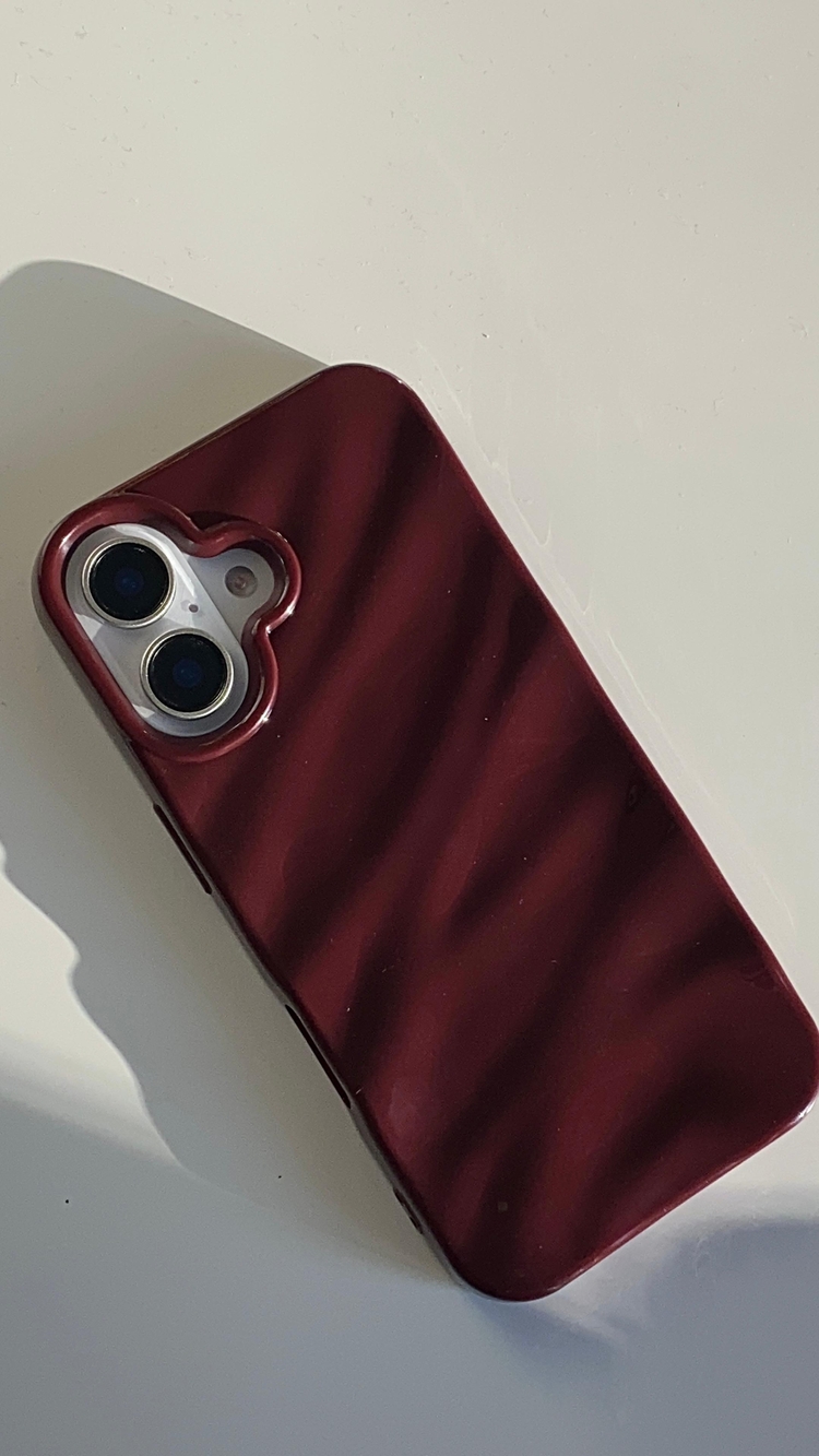 iPhone 16 Plus Bordo Dalga Telefon Kılıfı 