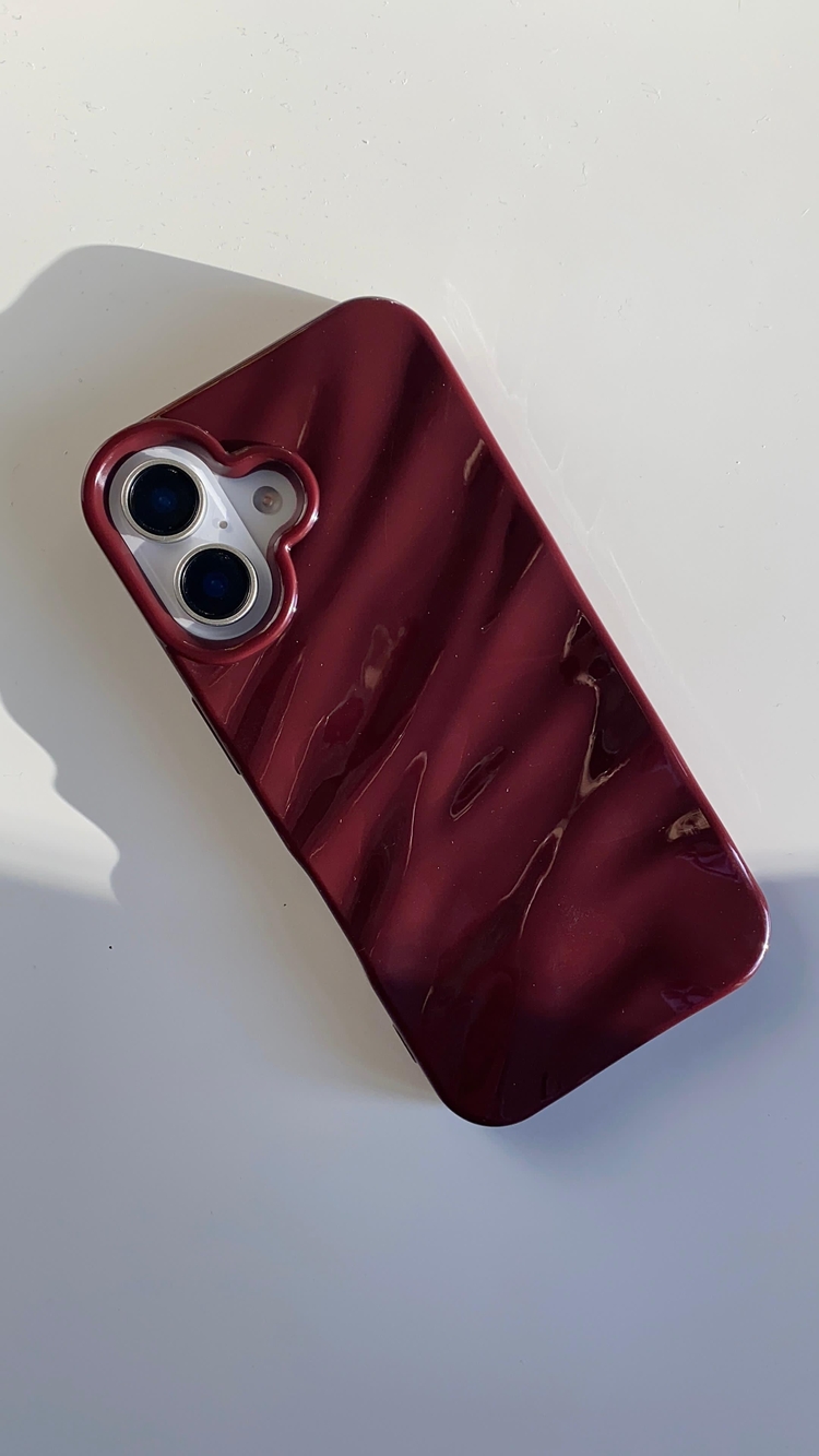 iPhone 16 Plus Bordo Dalga Telefon Kılıfı 