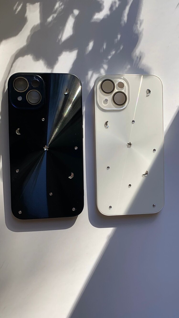 iPhone 14 Plus/15 Plus Siyah Ay Yıldız Telefon Kılıfı