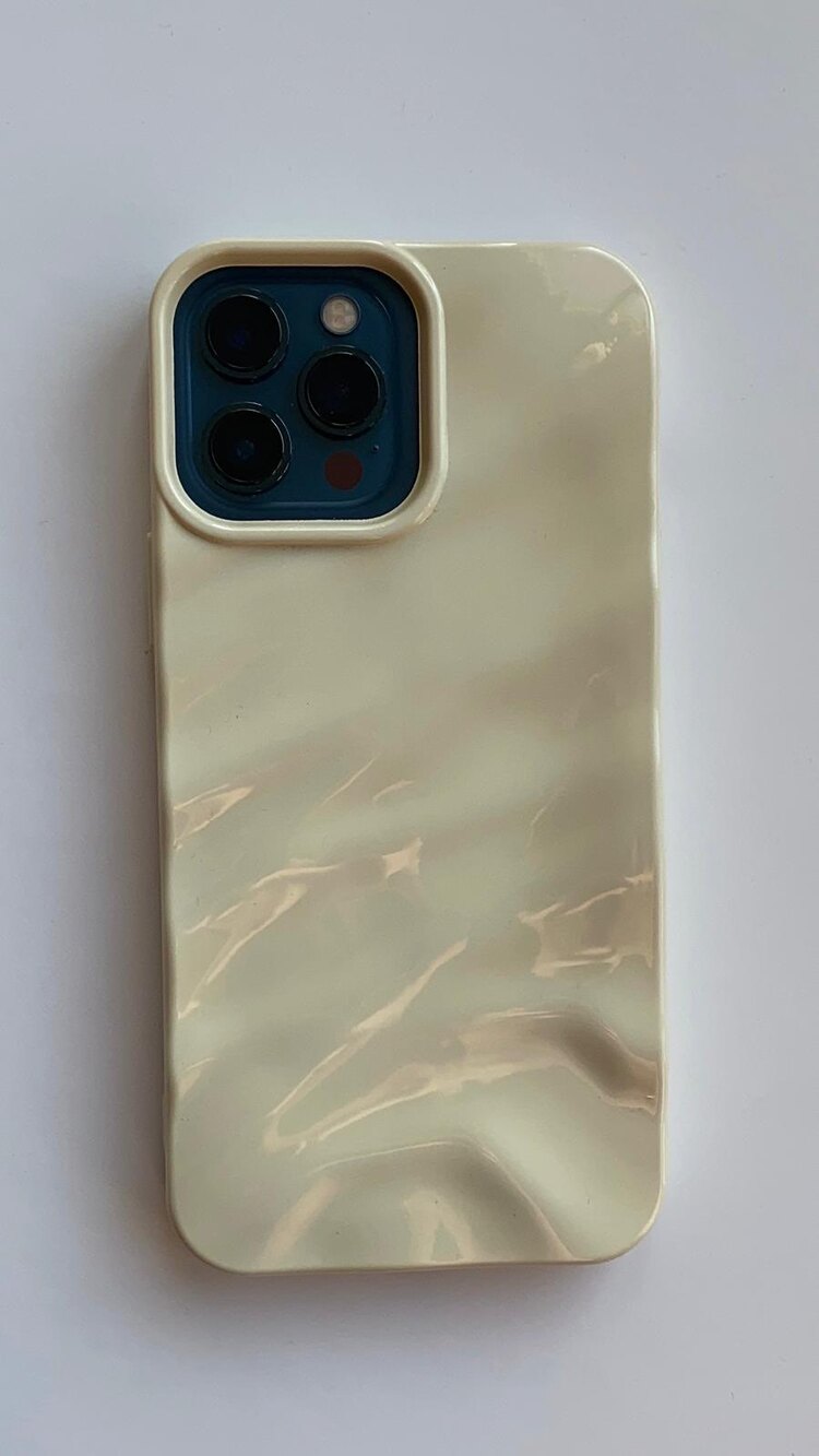 iPhone 12 Pro Max Krem Dalga Telefon Kılıfı