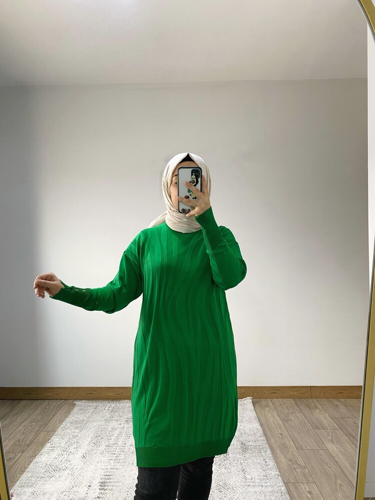 Zebra desen yeşil tunik