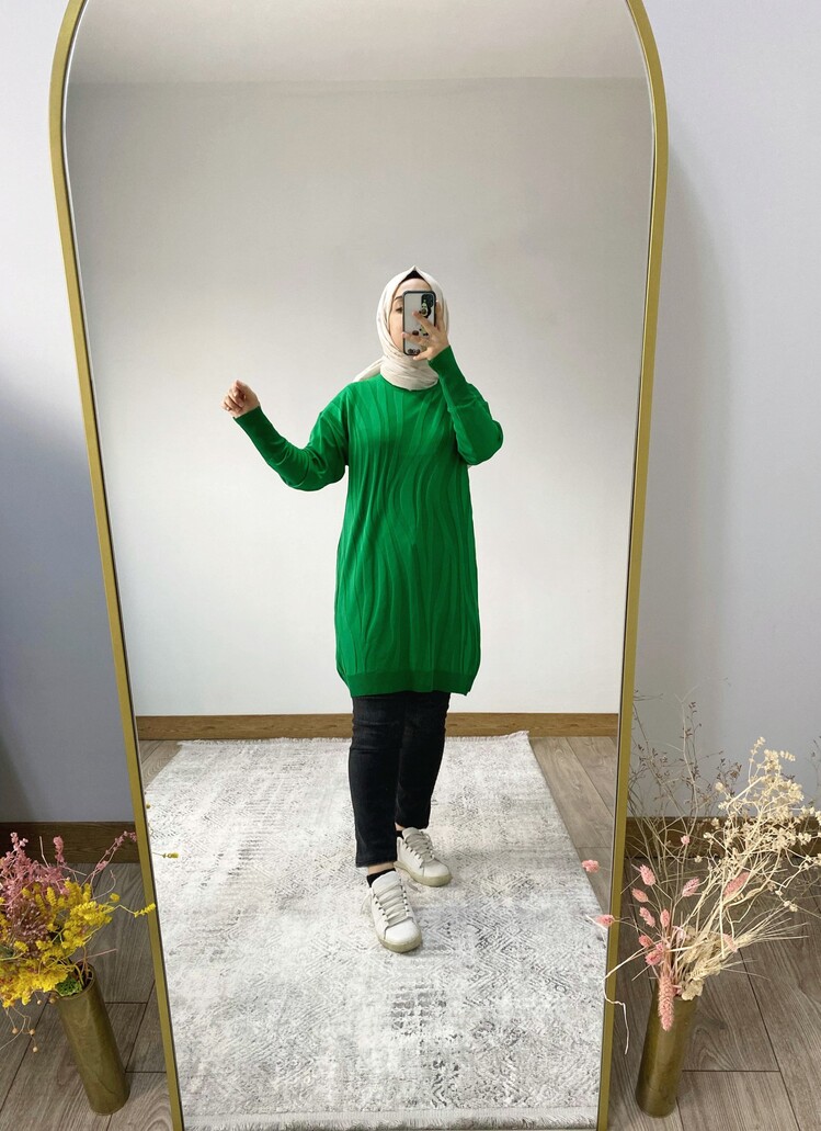 Zebra desen yeşil tunik