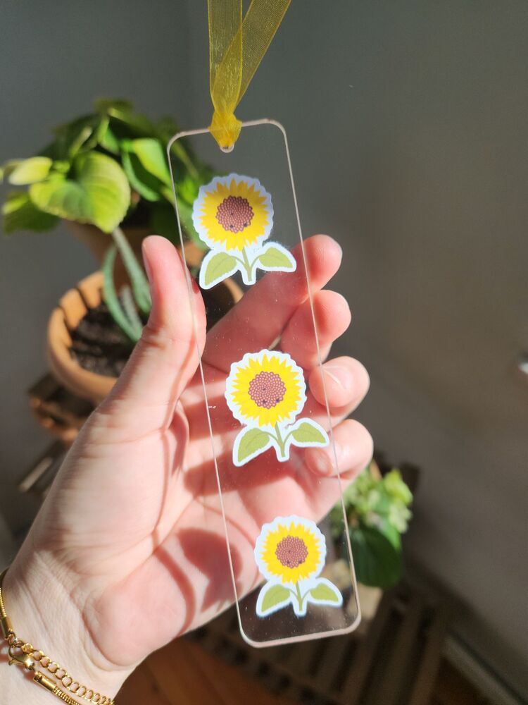 ay çiçeği temalı kitap ayracı