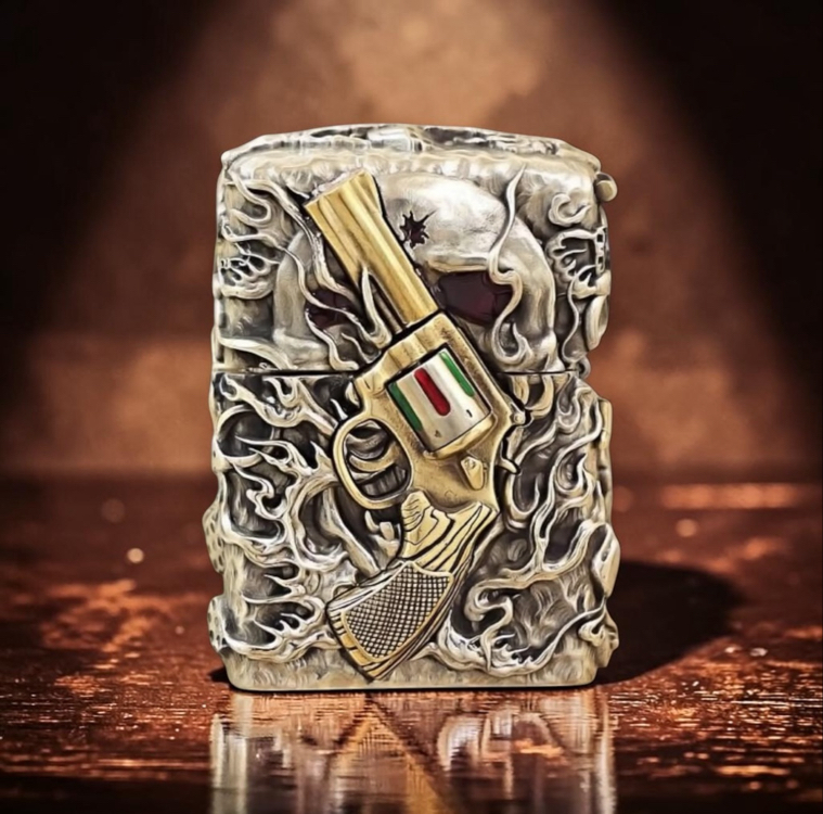 Zippo Skull Gun Silver 