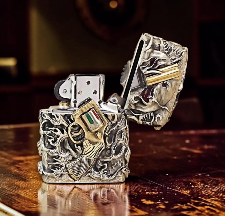 Zippo Skull Gun Silver 