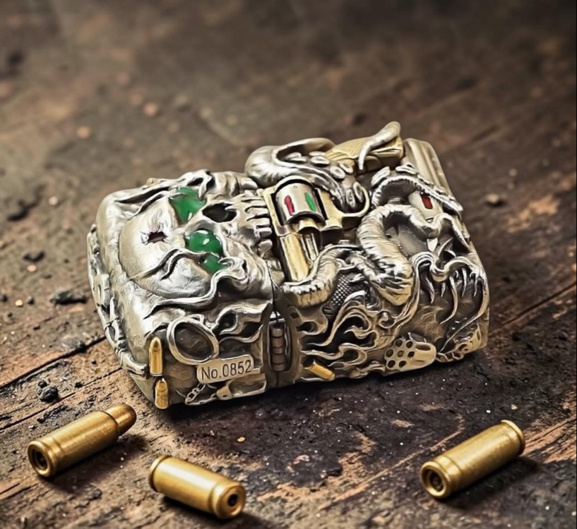 Zippo Skull Gun Silver 