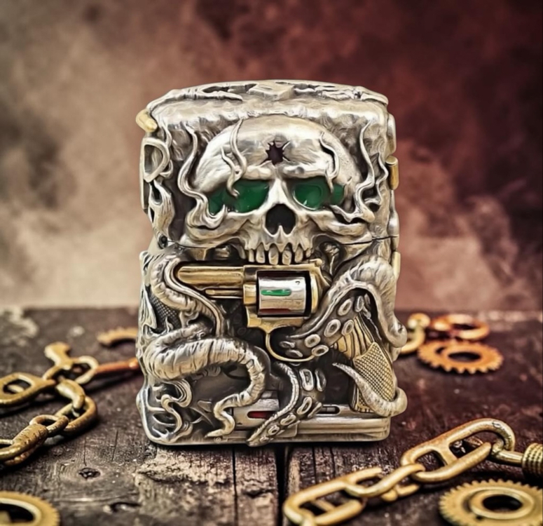 Zippo Skull Gun Silver 