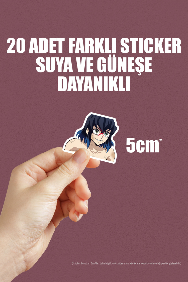 Demon Slayer ( Kimetsu no Yaiba ) Anime Sticker Paketi (20 Sticker)