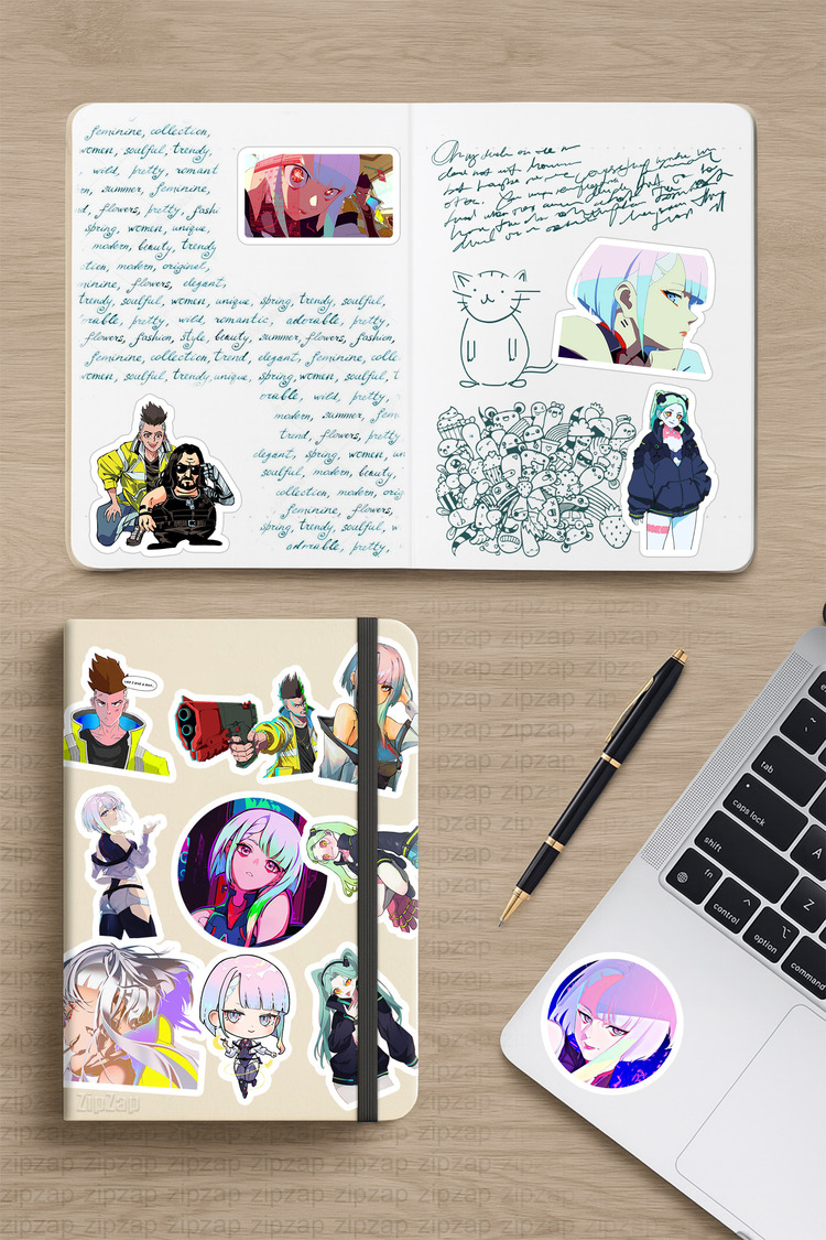 Cyberpunk Edgerunners Anime Sticker Paketi (23 Sticker)