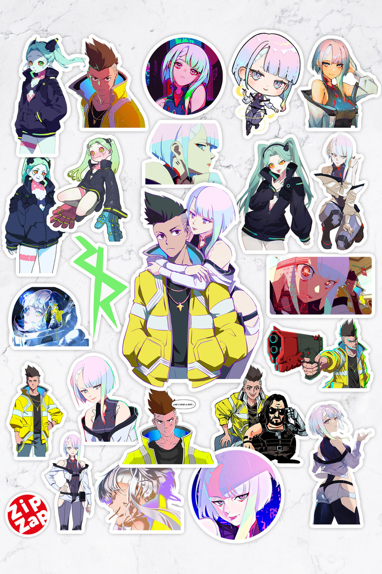 Cyberpunk Edgerunners Anime Sticker Paketi (23 Sticker)