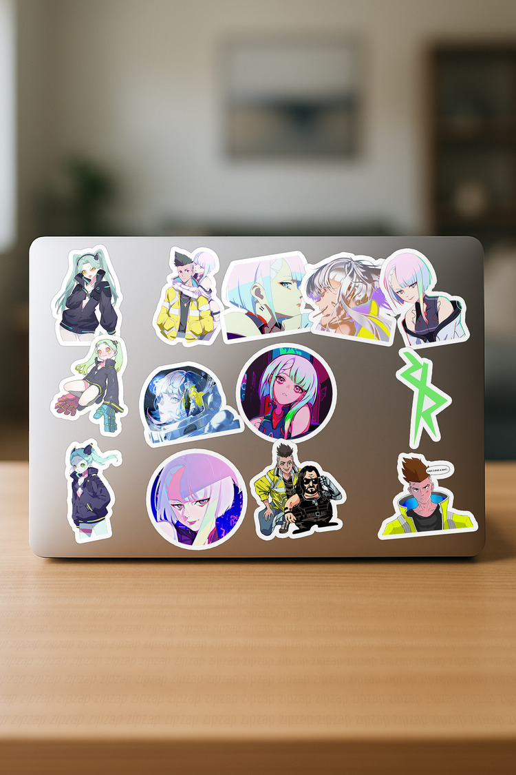 Cyberpunk Edgerunners Anime Sticker Paketi (23 Sticker)