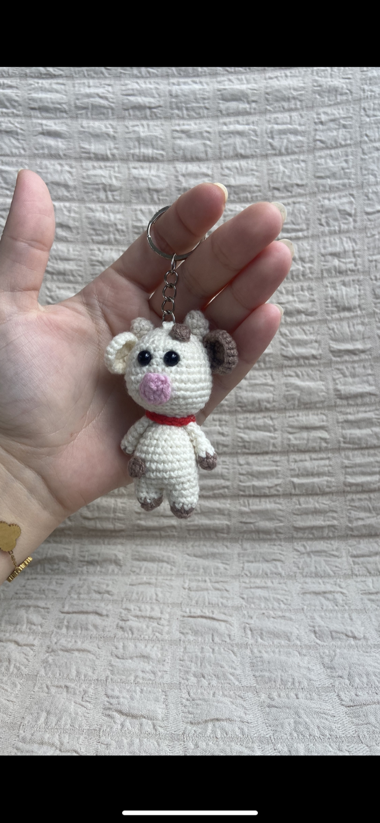 Amigurumi inek anahtarlık