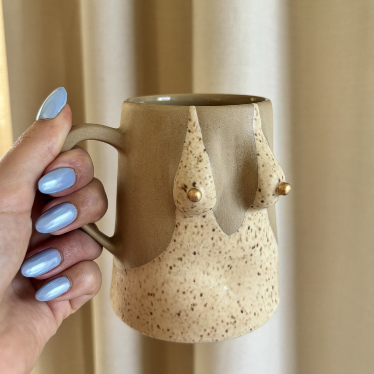 One of Her No.004 - EARTH 450 ml Stoneware Kupa (24K Altın Detaylı)