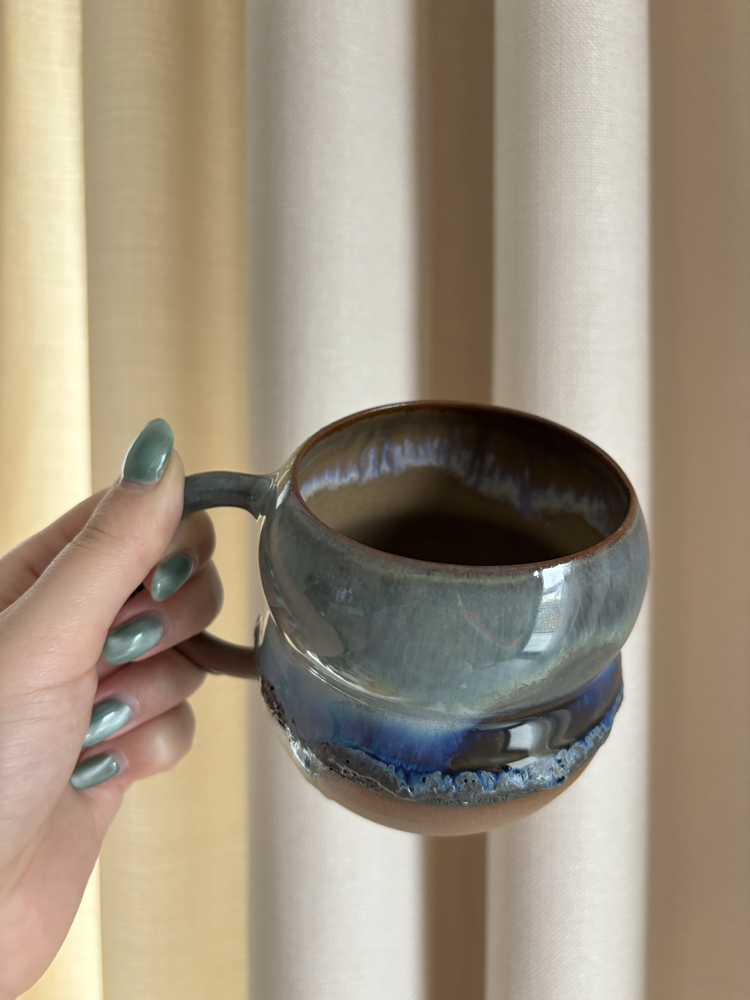 Choppy Sea 300 ml Haki Krater Detaylı Kahverengi Stoneware Kupa