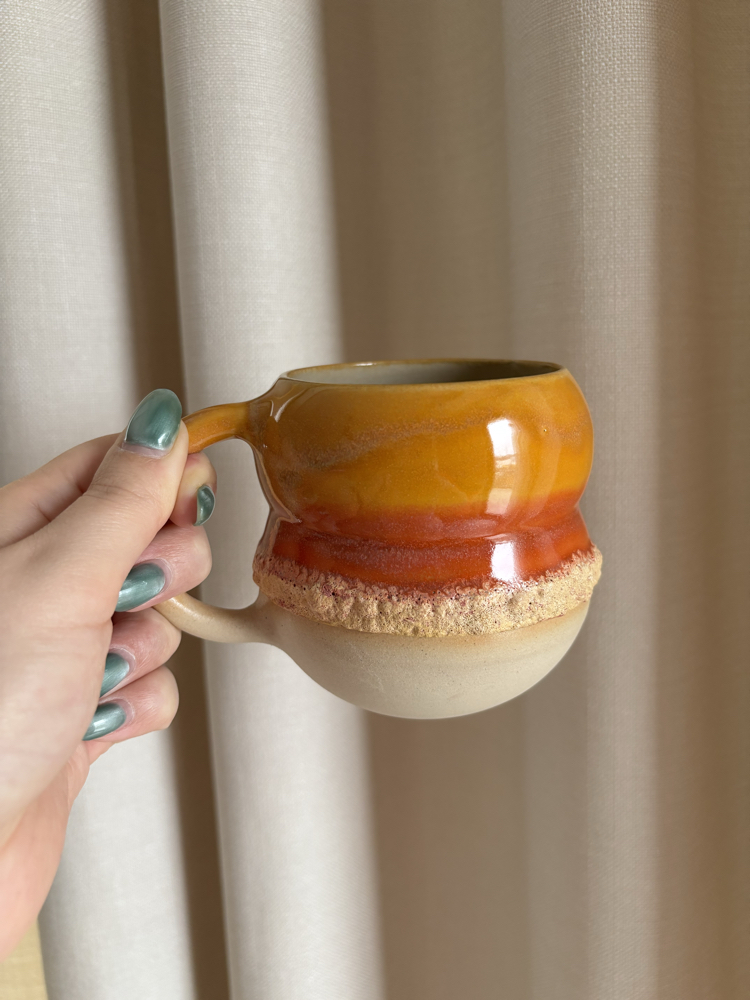 Shades of Orange 300 ml Somon Krater Detaylı Krem Stoneware Kupa