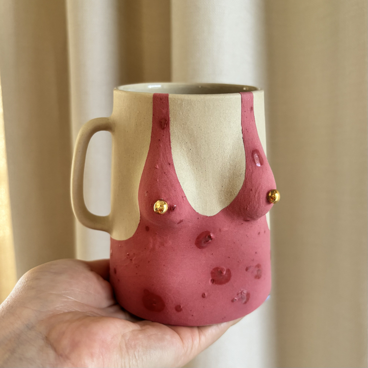 One Of Her No.001 - BLUSH 450 ml Stoneware Kupa (24K Altın Detaylı)