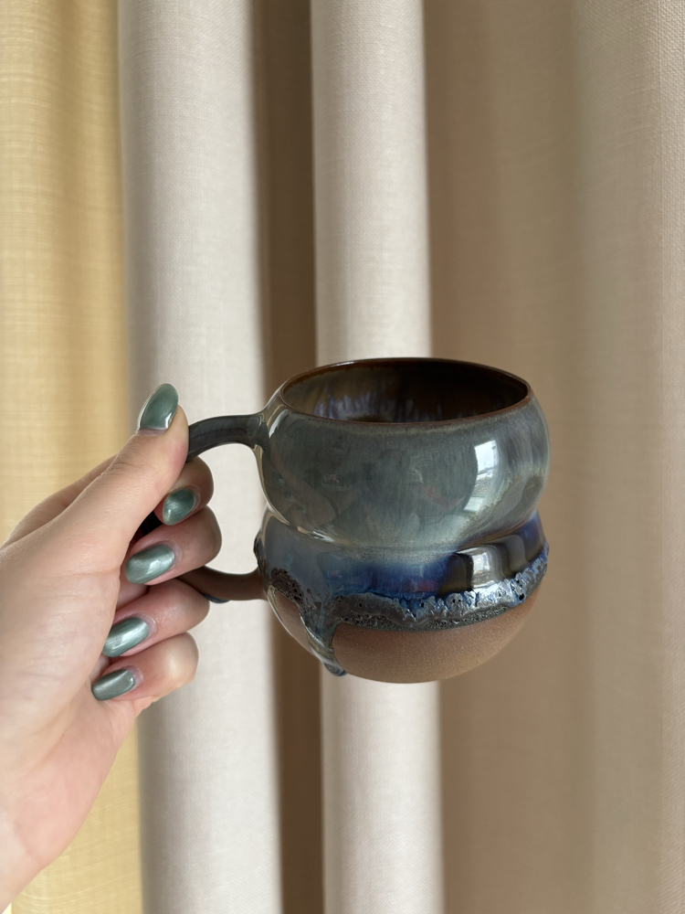 Choppy Sea 300 ml Haki Krater Detaylı Kahverengi Stoneware Kupa