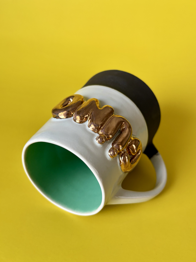 24K Altın GÜNO 450 ml Su Yeşili - Bahar Yeşili Stoneware Kupa