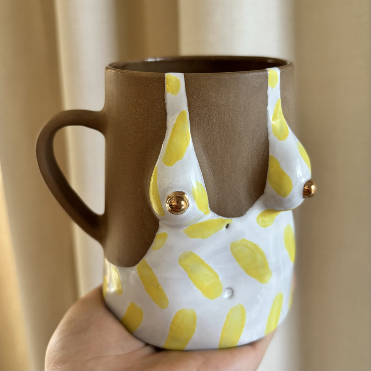 One of Her No.007 - SUNNY 450 ml Stoneware Kupa (24K Altın Detaylı)
