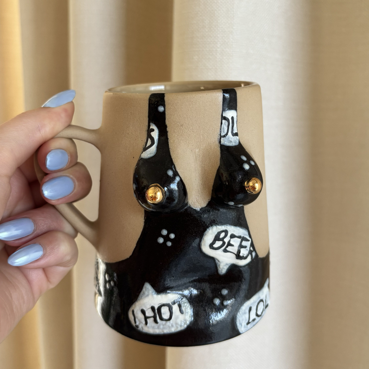 One of Her No.006 - REBEL 450 ml Stoneware Kupa (24K Altın Detaylı)
