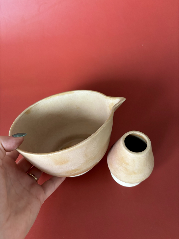 Momoka Stoneware Matcha Kase + Whisk Tutucu Set (500 Ml Hacimli)