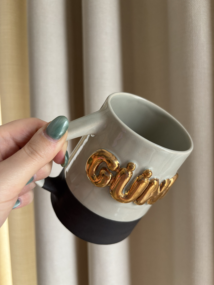 24K Altın GÜNO 450 ml Su Yeşili Stoneware Kupa