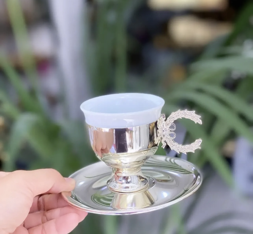 Pirinç Gümüş Kaplamalı Kahve Fincanı