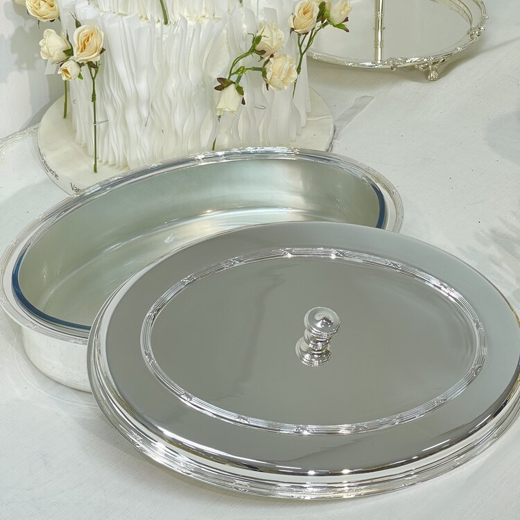 Guverse Model Oval Gümüş Kaplama Oval Servis