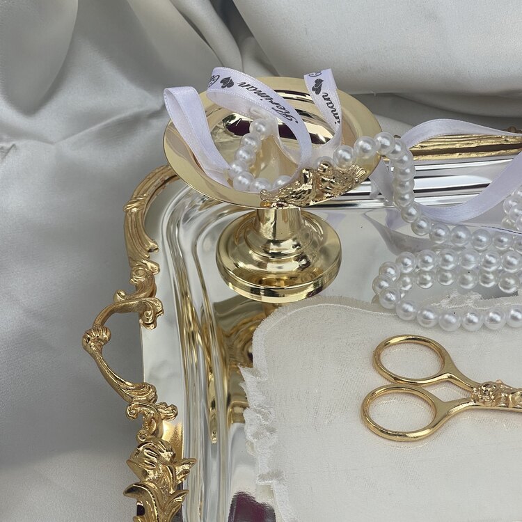 BORDÜRLÜ GÜMÜŞE GOLD SÖZ NİŞAN TEPSİSİ