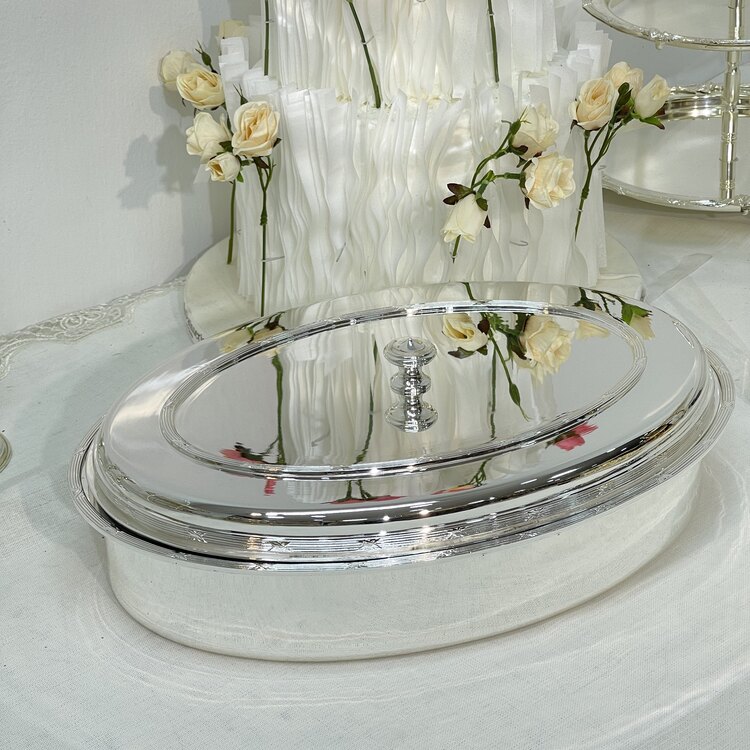 Guverse Model Oval Gümüş Kaplama Oval Servis