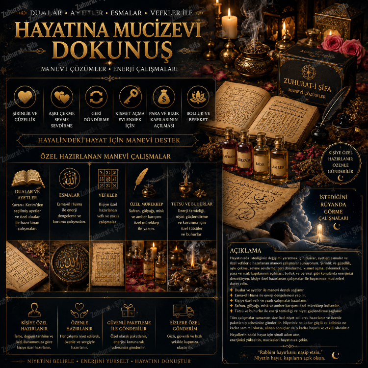 Dualar, Ayetler, Esmalar ve Vefkler ile Hayatına Mucizevi Dokunuş – Şirinlik, Aşk