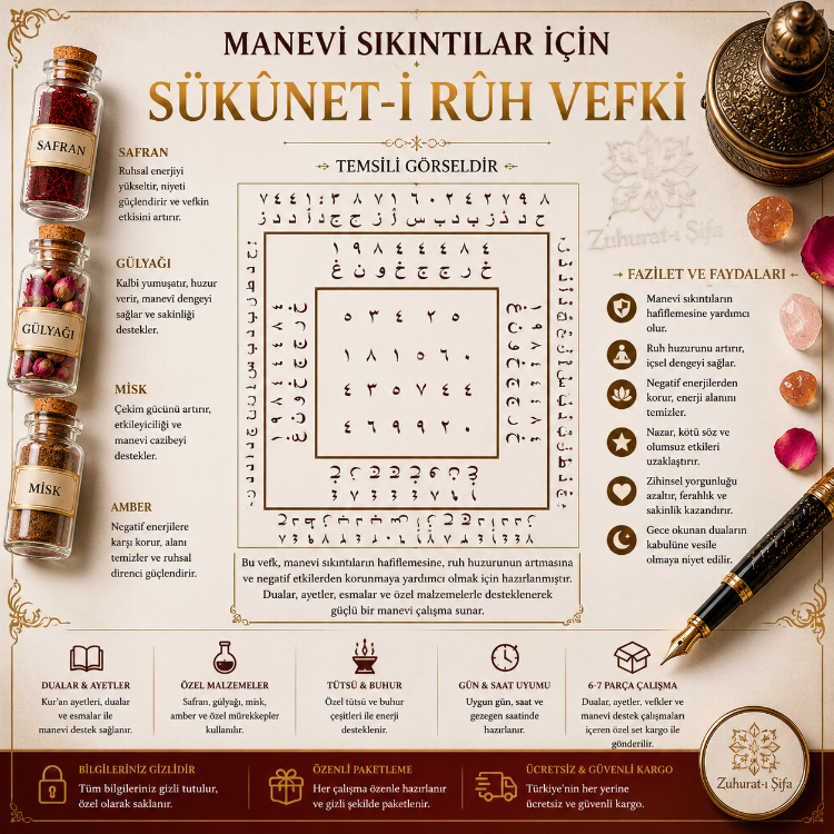 SÜKÛNET-İ RÛH VEFKİ – Manevi Huzur, İç Ferahlık ve Negatif Enerji Koruma Çalışması