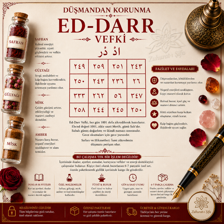 ED-DARR VEFKİ – Düşmandan Korunma, Nazar ve Negatif Enerji Koruma Çalışması