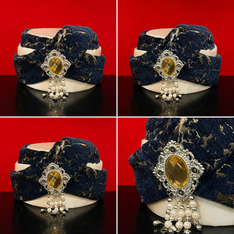 Şehzade Royal Turban Hat – Traditional Prince Headpiece with Jewel Detail